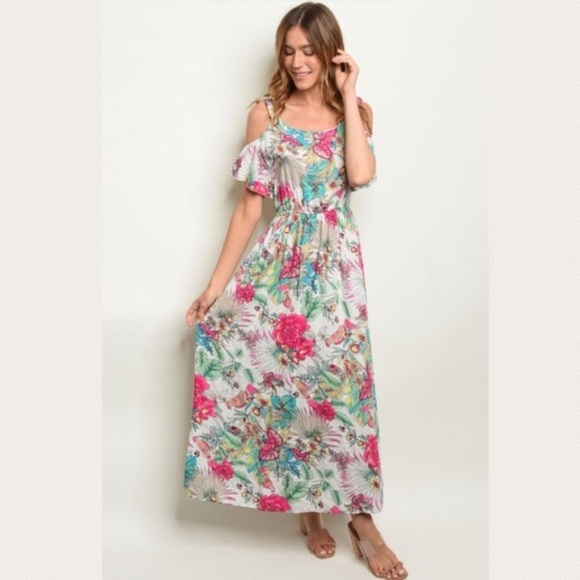 Cold Shoulder Floral Maxi Dress - Picture 2 of 3